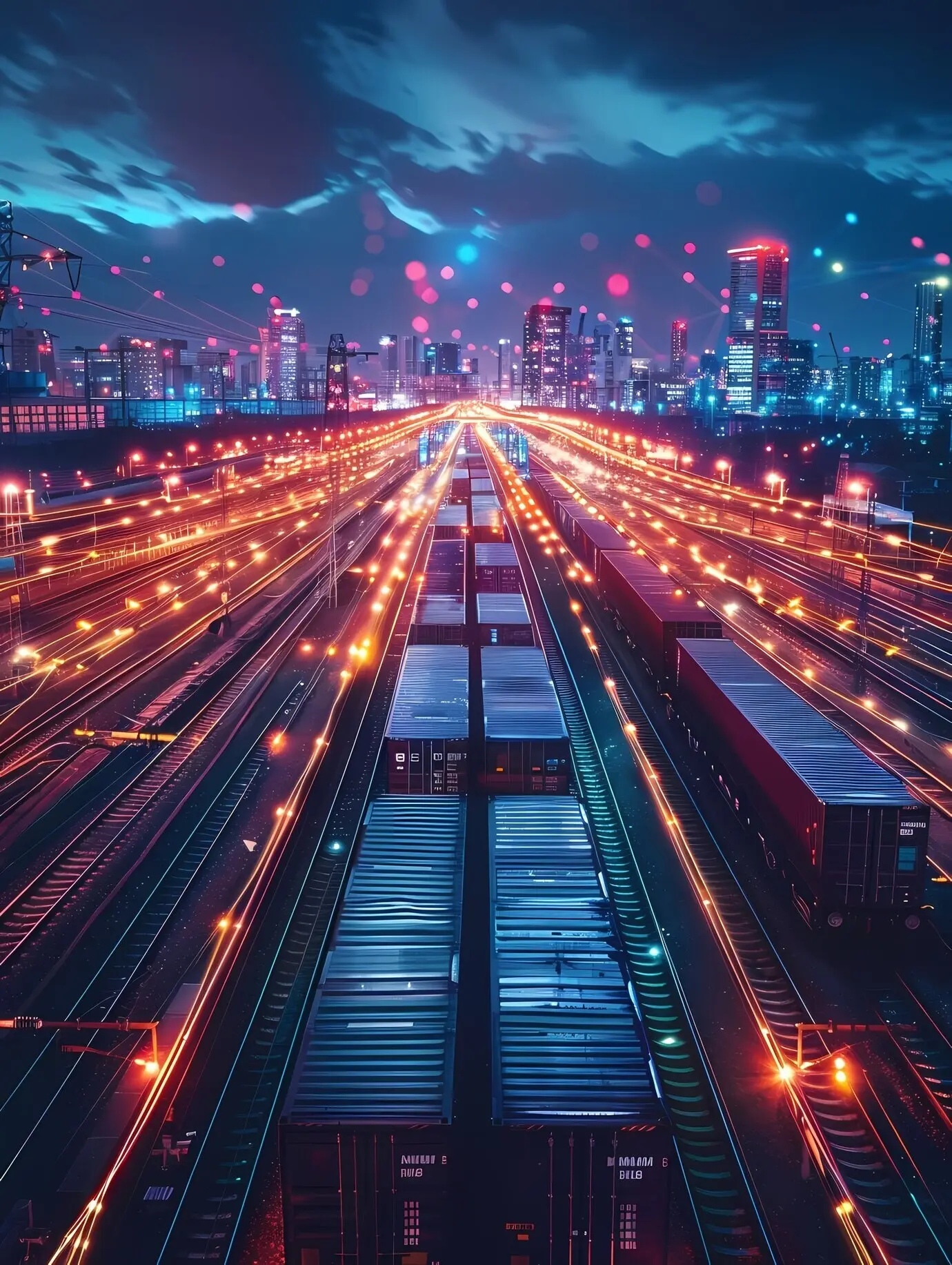 Transportmittel der Logistik in Verbindung mit technologischen und futuristischen Hologrammen